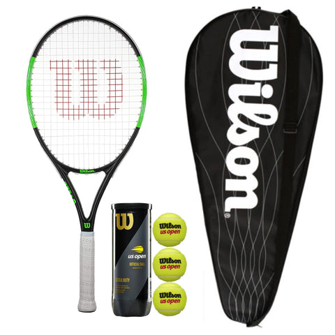 Wilson Blade Elite 105 Adults Tennis Racket With Full Cover and 3 US Open Balls