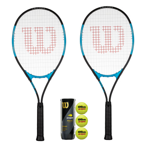 Wilson Ultra Excel 112 Tennis Rackets Twin Pack and 3 US Open Tennis Balls